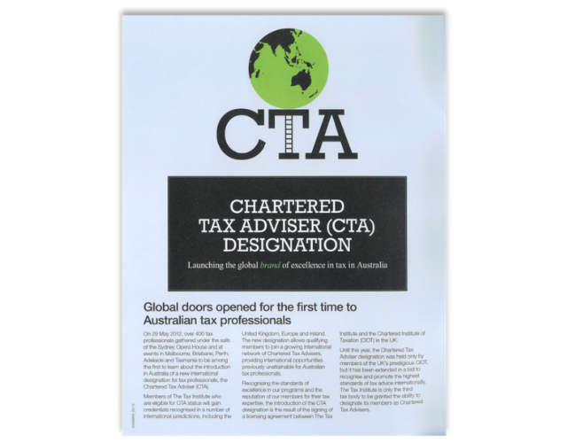 2012 launch of the Chartered Tax Adviser designation in Australia